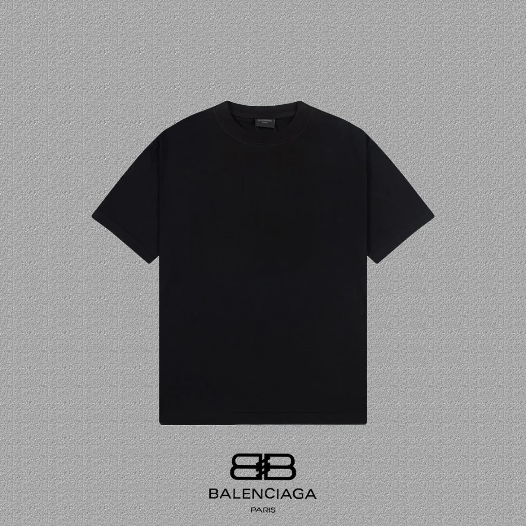 P80✨🔥 BALENCIAGA Paris signature hot-drilled short-sleeved T-shirt. Custom-woven and dyed 280g combed cotton heavyweight fabric. Zero color difference in threads. Perfect details. Different from the current version on the market. Welcome to compare. Same Style for men and women. Must-sell in the picture above. Color: White Black Size: 1 2 3 4